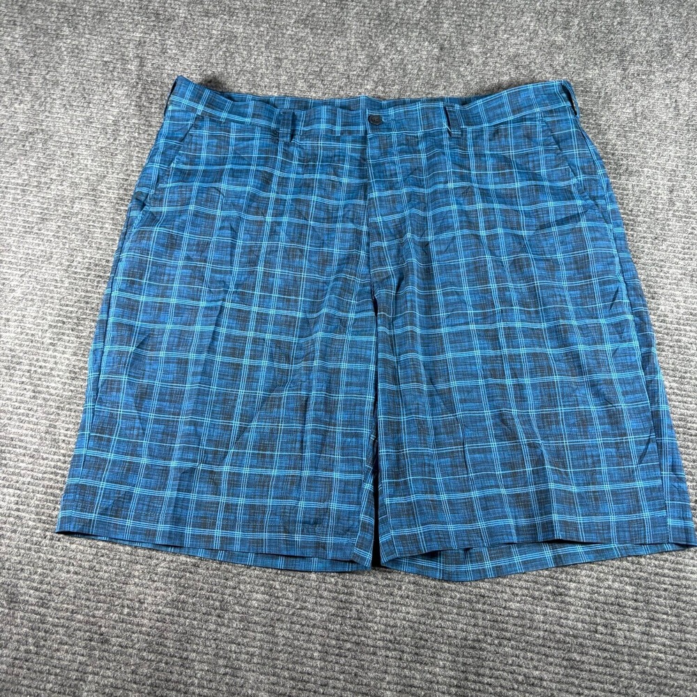 PGA Tour Golf Shorts Mens 38 Blue Excellent Plaid Stretch Performance Flat Front